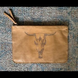 Western inspired genuine leather clutch